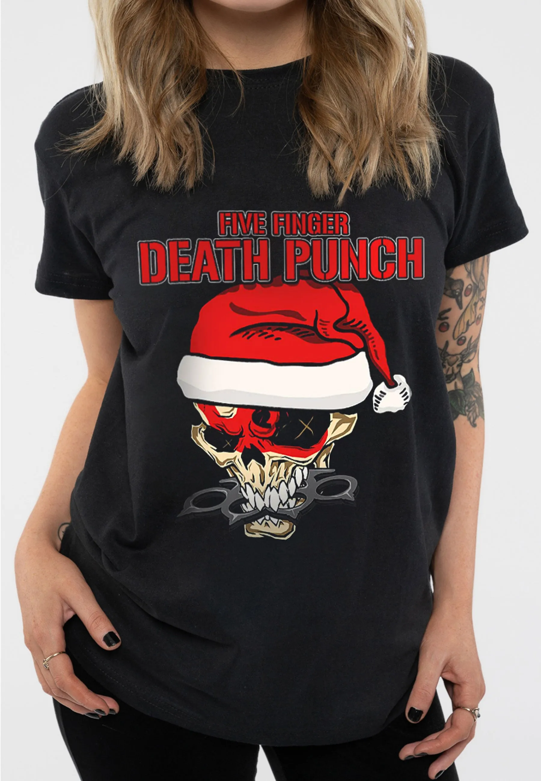 Five Finger Death Punch Santa Knucklehead Christmas T Shirt sold by Paradiso Clothing product image thumbnail 3