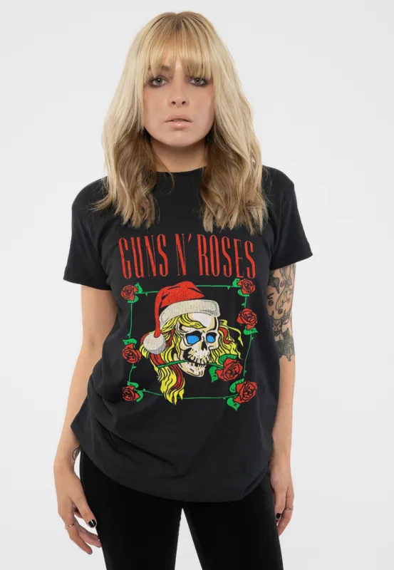 Guns N Roses Holiday Skull Christmas T Shirt sold by Paradiso Clothing