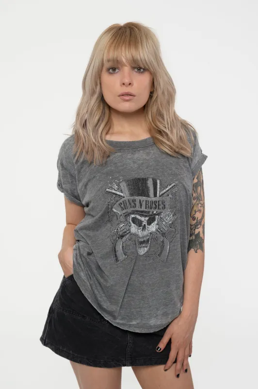 Guns N Roses Faded Skull Burnout T Shirt sold by Paradiso Clothing