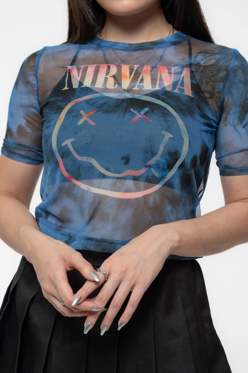 Nirvana Pastel Grunge Smile Mesh Crop Top sold by Paradiso Clothing product image thumbnail 3