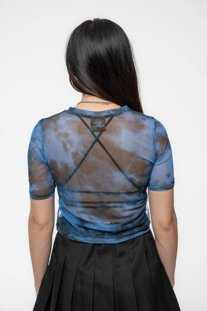 Nirvana Pastel Grunge Smile Mesh Crop Top sold by Paradiso Clothing product image thumbnail 4