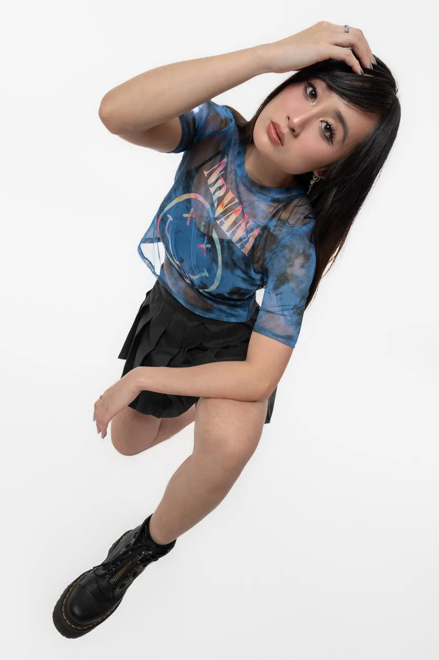 Nirvana Pastel Grunge Smile Mesh Crop Top sold by Paradiso Clothing product image thumbnail 5