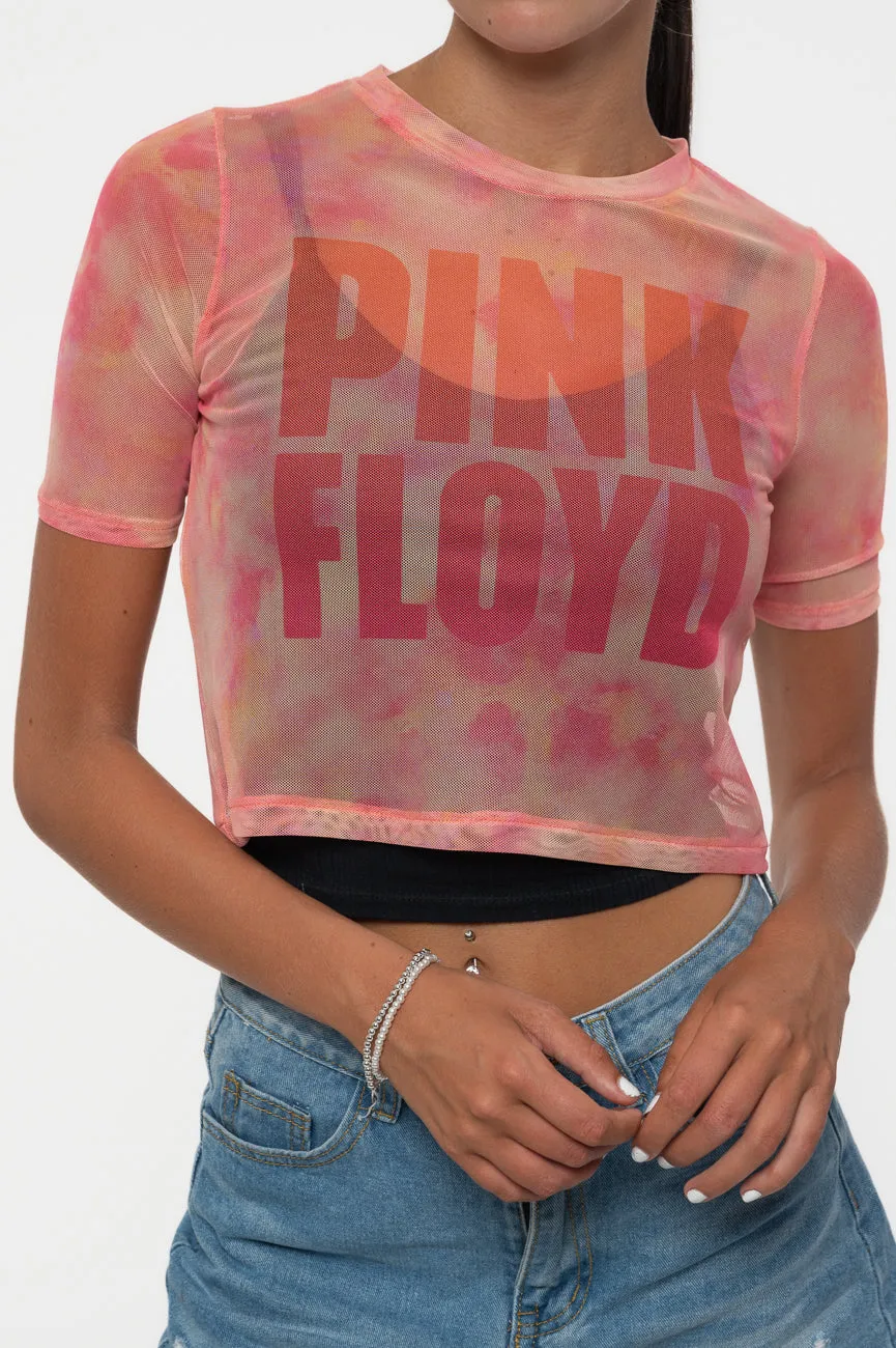 Pink Floyd Stacked Logo Mesh Crop Top sold by Paradiso Clothing product image thumbnail 3