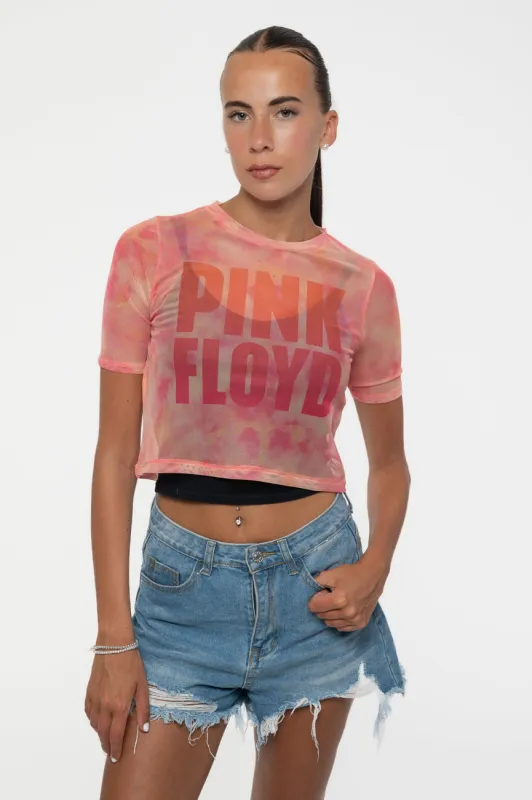 Pink Floyd Stacked Logo Mesh Crop Top made by Pink Floyd