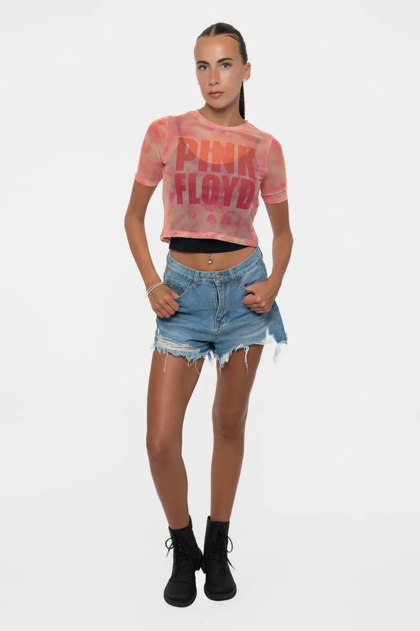 Pink Floyd Stacked Logo Mesh Crop Top sold by Paradiso Clothing product image thumbnail 2