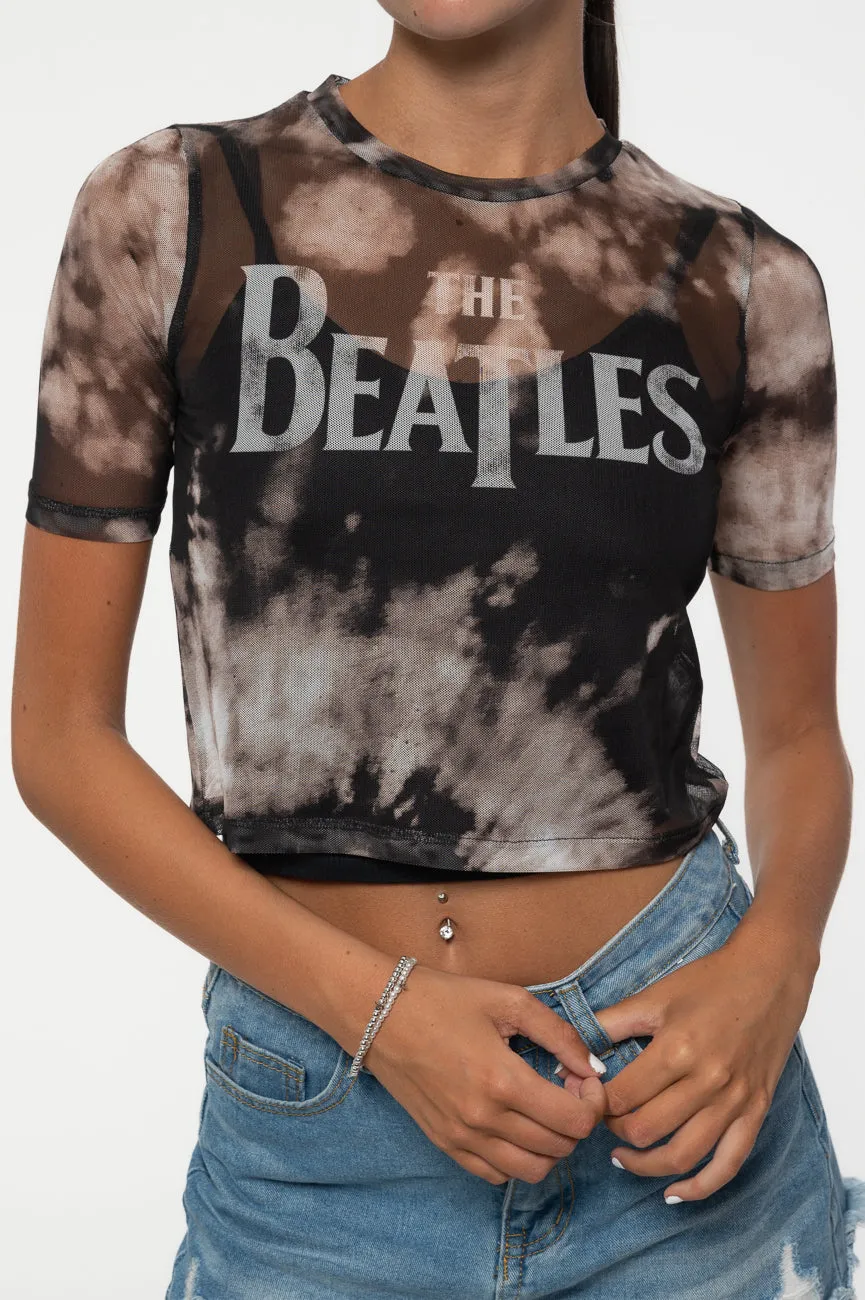 The Beatles Drop T Band Logo Mesh Crop Top sold by Paradiso Clothing product image thumbnail 3