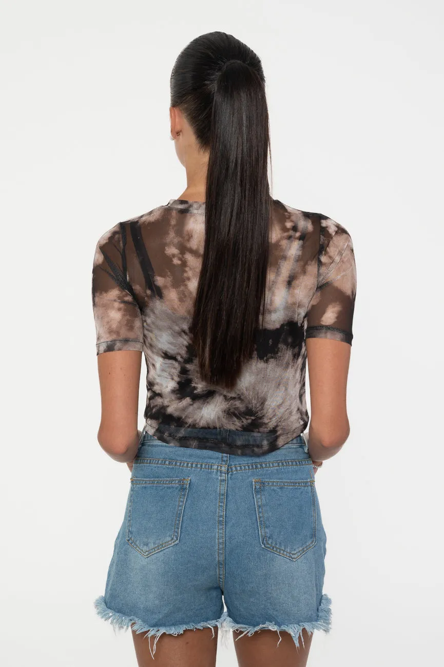 The Beatles Drop T Band Logo Mesh Crop Top sold by Paradiso Clothing product image thumbnail 4