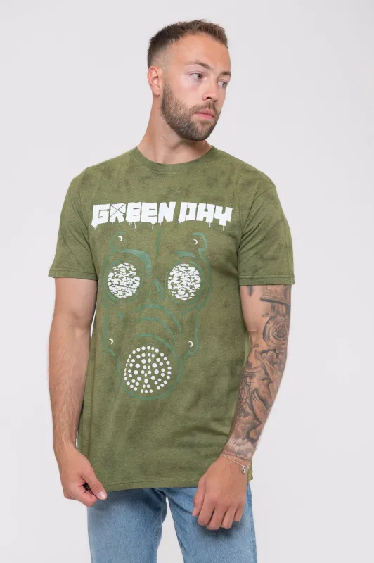 Green Day Gas Mask Dip Dye T Shirt sold by Paradiso Clothing