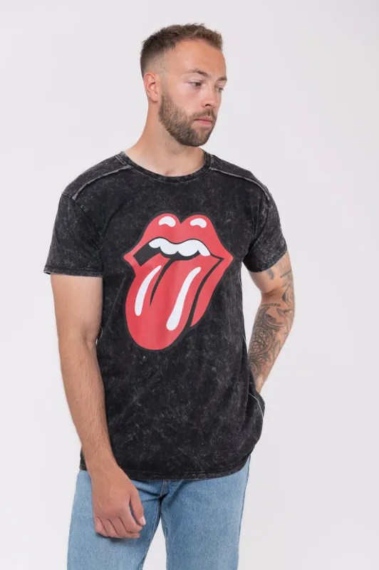 The Rolling Stones Classic Tongue Snow Wash T Shirt sold by Paradiso Clothing