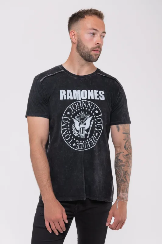 Ramones Presidential Seal Band Logo Snow Wash T Shirt made by Paradiso Clothing