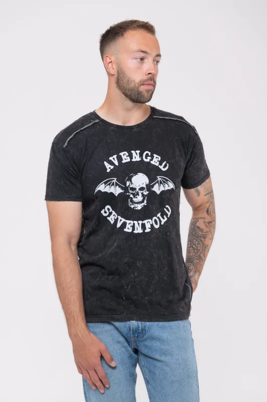 Avenged Sevenfold Band Logo Snow Wash T Shirt sold by Paradiso Clothing