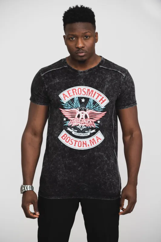 Aerosmith Boston Pride Snow Wash T Shirt sold by Paradiso Clothing