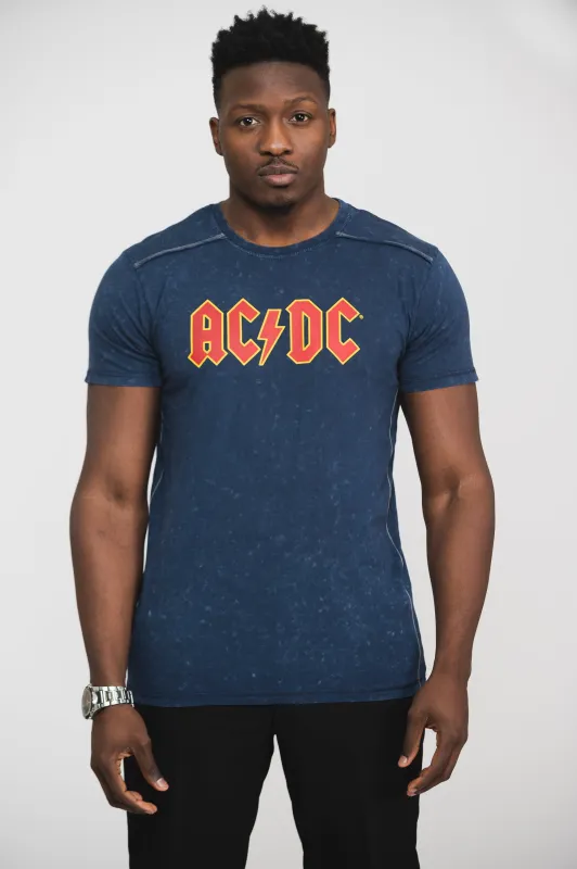 AC/DC Band Logo Snow Wash T Shirt sold by Paradiso Clothing