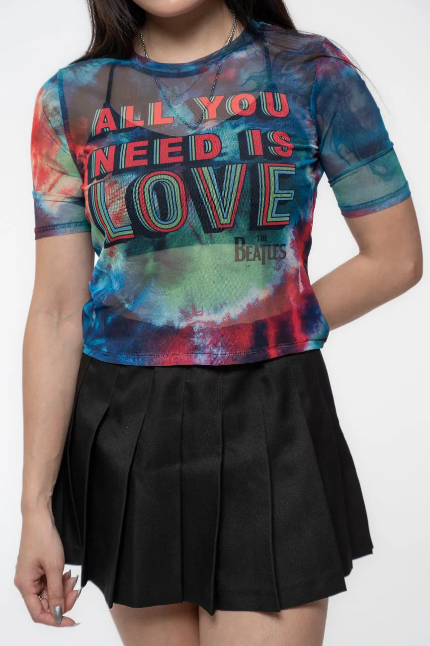 The Beatles All You Need Is Love Mesh Crop Top sold by Paradiso Clothing product image thumbnail 3