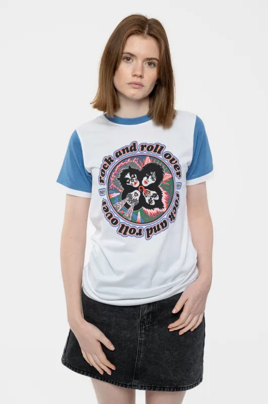 KISS Rock and Roll Over Ringer T Shirt sold by Paradiso Clothing