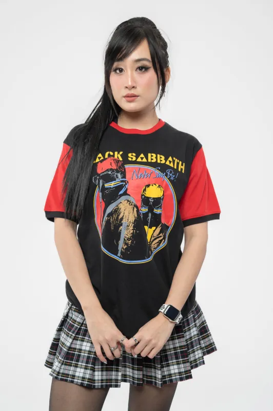 Black Sabbath Never Say Die Ringer T Shirt made by Paradiso Clothing