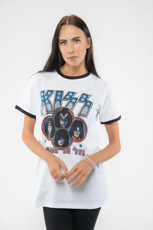 KISS Alive in 77 Vintage Ringer T Shirt sold by Paradiso Clothing