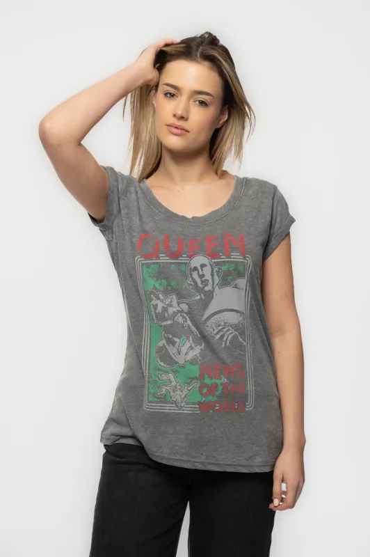 Queen News of the World Burnout T Shirt sold by Paradiso Clothing