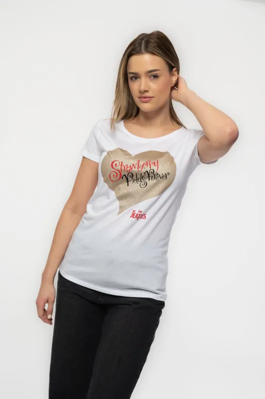 The Beatles Strawberry Fields Glitter Skinny Fit T Shirt sold by Paradiso Clothing