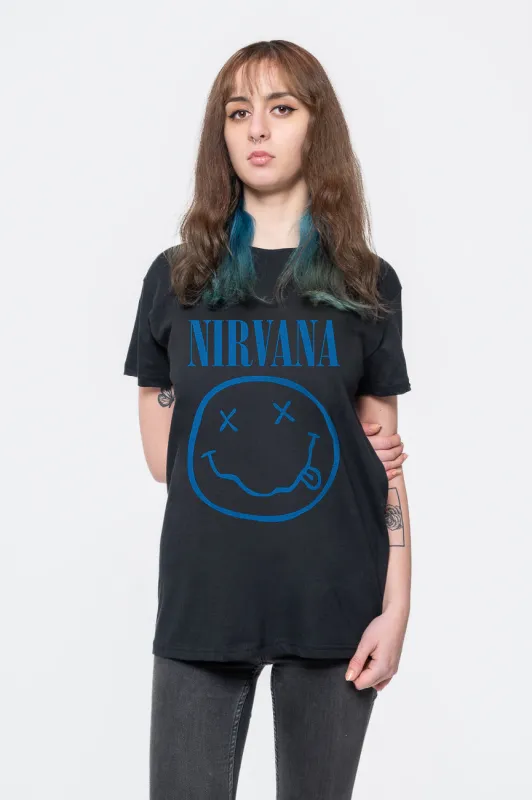 Nirvana Blue Grunge Smile T Shirt sold by Paradiso Clothing