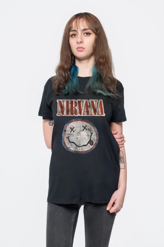 Nirvana Distressed Grunge Smile T Shirt sold by Paradiso Clothing