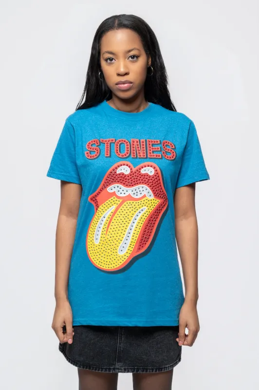 The Rolling Stones Diamante Tongue Teal T Shirt sold by Paradiso Clothing