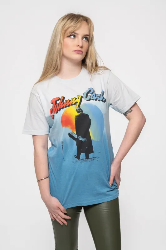 Johnny Cash Walking Guitar Dye Wash T Shirt sold by Paradiso Clothing