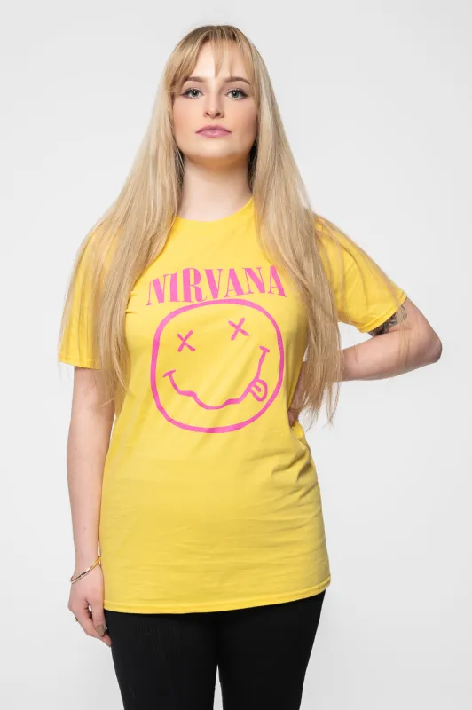 Nirvana Pink Grunge Smile T Shirt sold by Paradiso Clothing