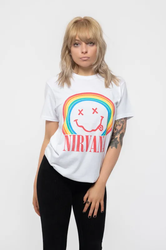 Nirvana Rainbow Grunge Smile T Shirt sold by Paradiso Clothing