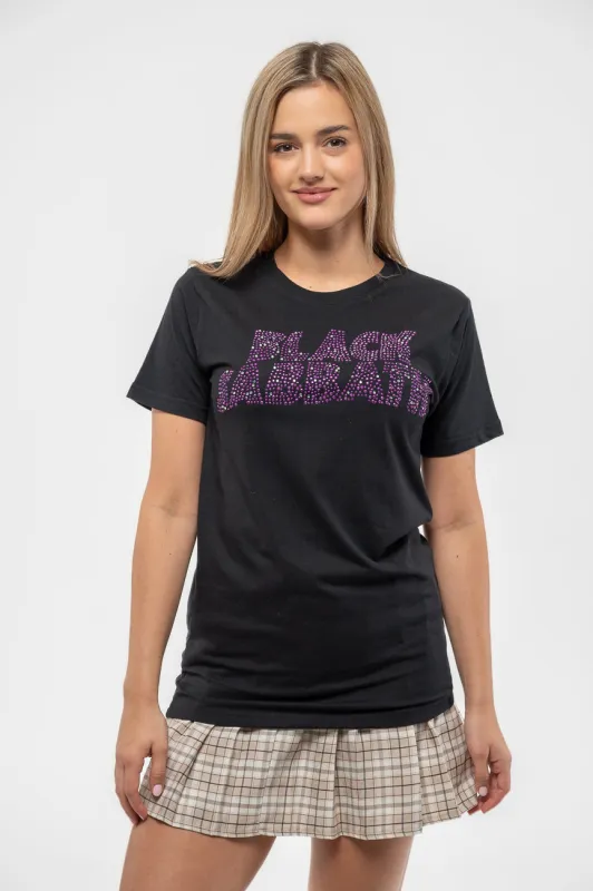Black Sabbath Classic Wavy Diamante T Shirt made by Paradiso Clothing