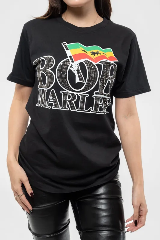 Bob Marley Diamante Flag T Shirt sold by Paradiso Clothing