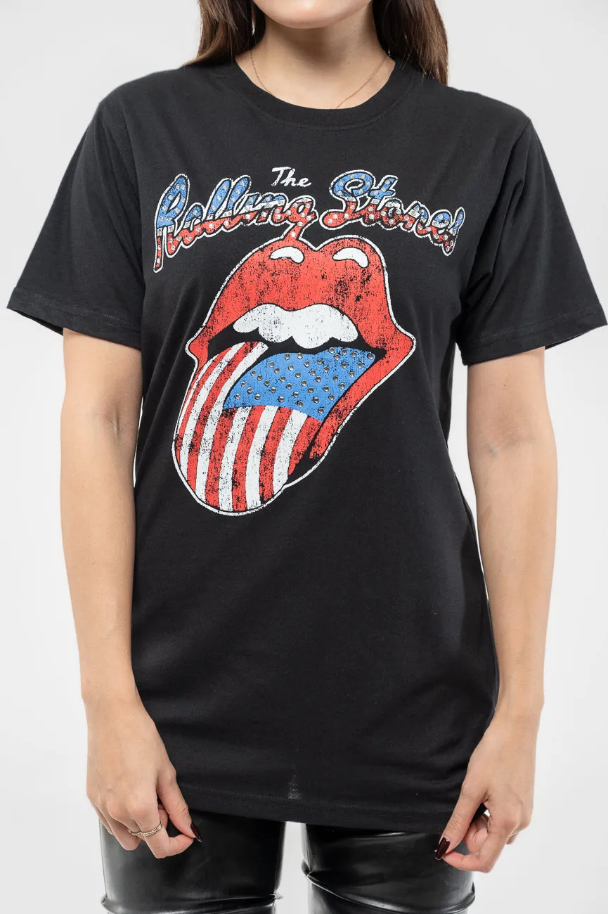 The Rolling Stones Diamante USA Tongue T Shirt sold by Paradiso Clothing product image thumbnail 3