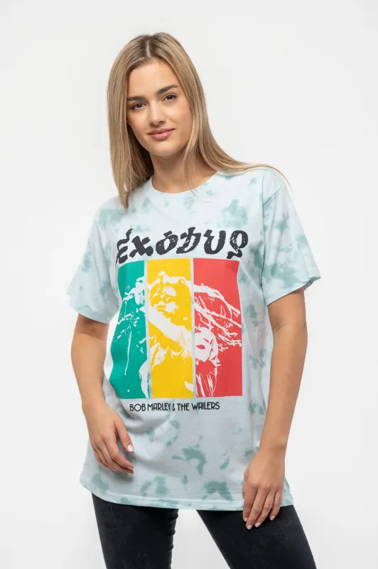 Bob Marley Exodus Rasta Colours Dye Wash T Shirt sold by Paradiso Clothing
