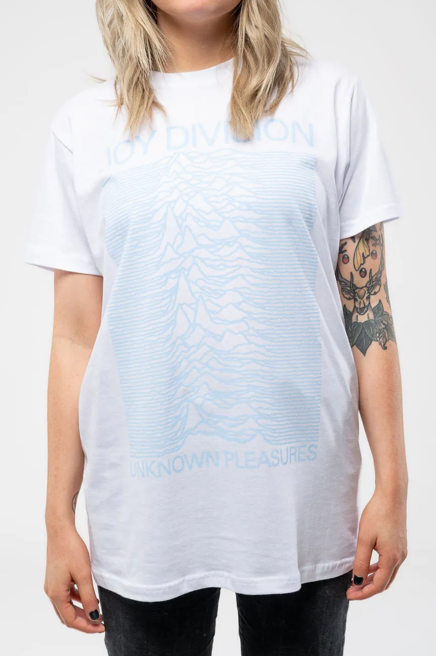 Joy Division Unknown Pleasures Blue on White T Shirt sold by Paradiso Clothing product image thumbnail 3