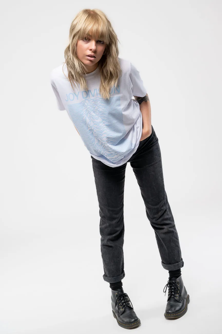 Joy Division Unknown Pleasures Blue on White T Shirt sold by Paradiso Clothing product image thumbnail 5