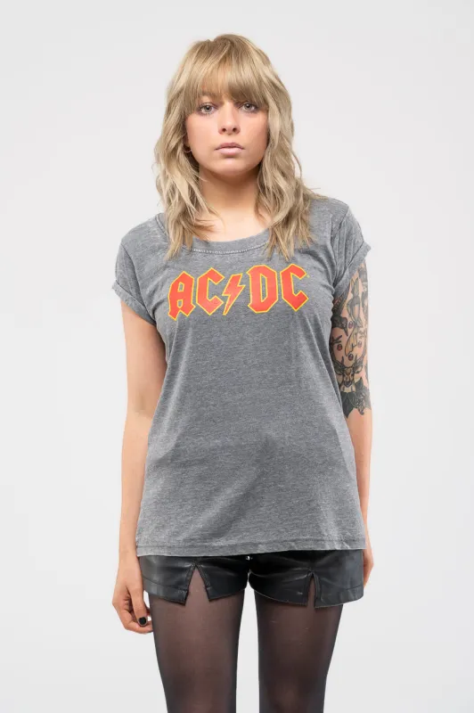 AC/DC Classic Band Logo Burnout T Shirt sold by Paradiso Clothing