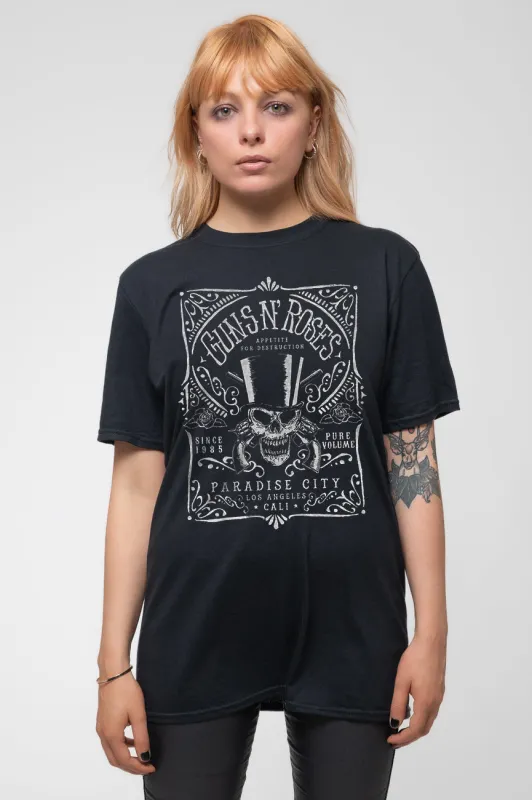 Guns N Roses Bourbon Label T Shirt sold by Paradiso Clothing