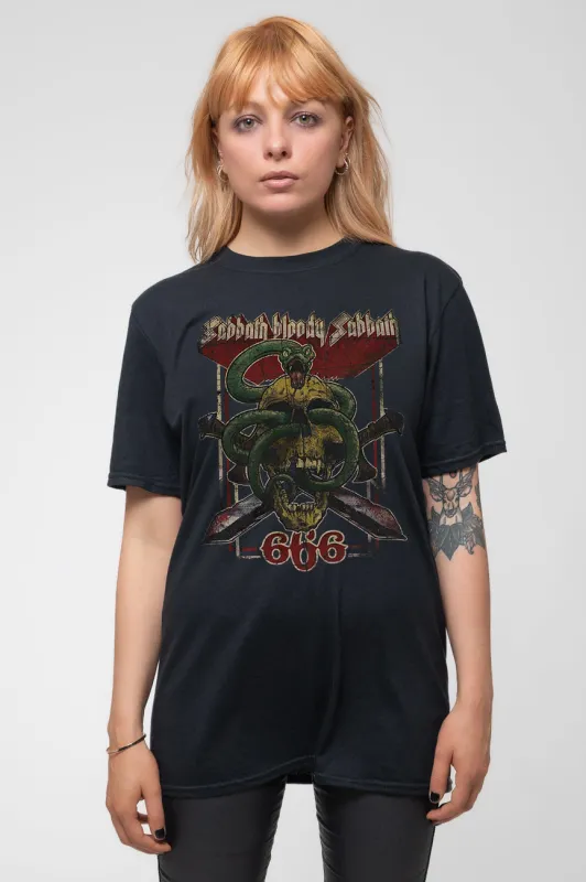 Black Sabbath Bloody Sabbath 666 distressed logo T Shirt made by Paradiso Clothing