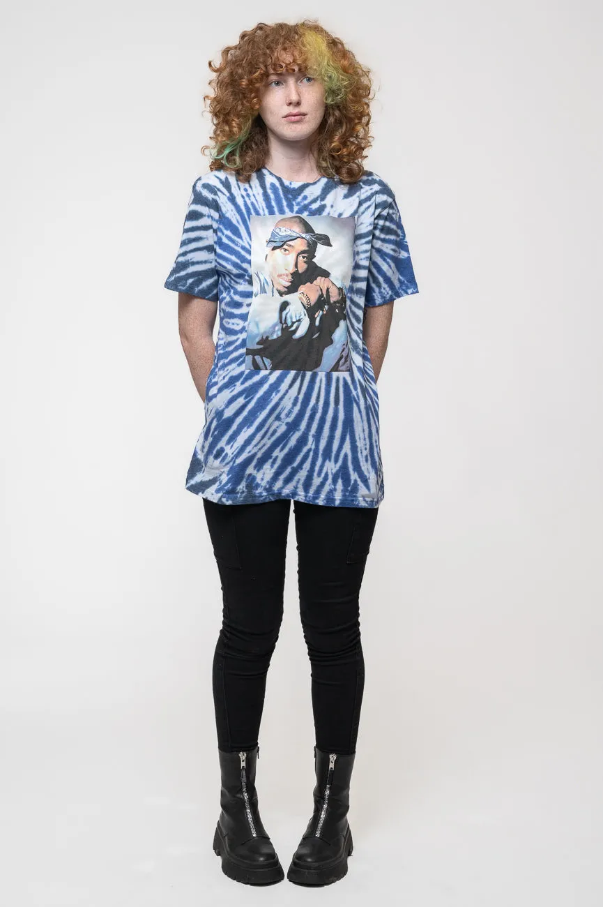 Tupac Blue Photo Swirl Tie Dye T Shirt sold by Paradiso Clothing product image thumbnail 2