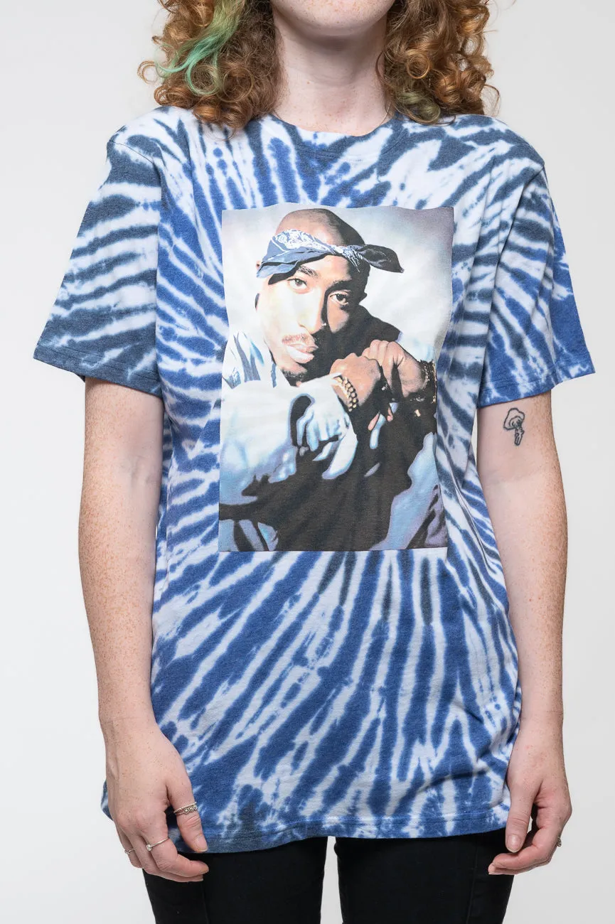 Tupac Blue Photo Swirl Tie Dye T Shirt sold by Paradiso Clothing product image thumbnail 3