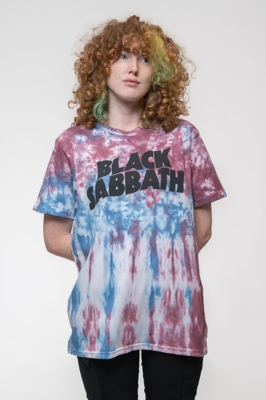 Black Sabbath Wavy Band Logo Dye Wash T Shirt made by Paradiso Clothing