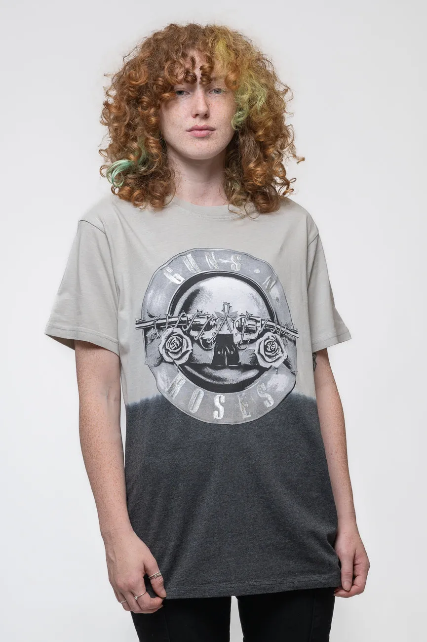 Guns N' Roses Tonal Foil Print Bullet Dip Dye T Shirt sold by Paradiso Clothing