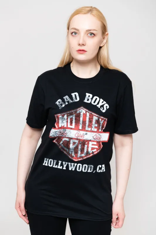 Motley Crue Bad Boys Shield Tee sold by Paradiso Clothing