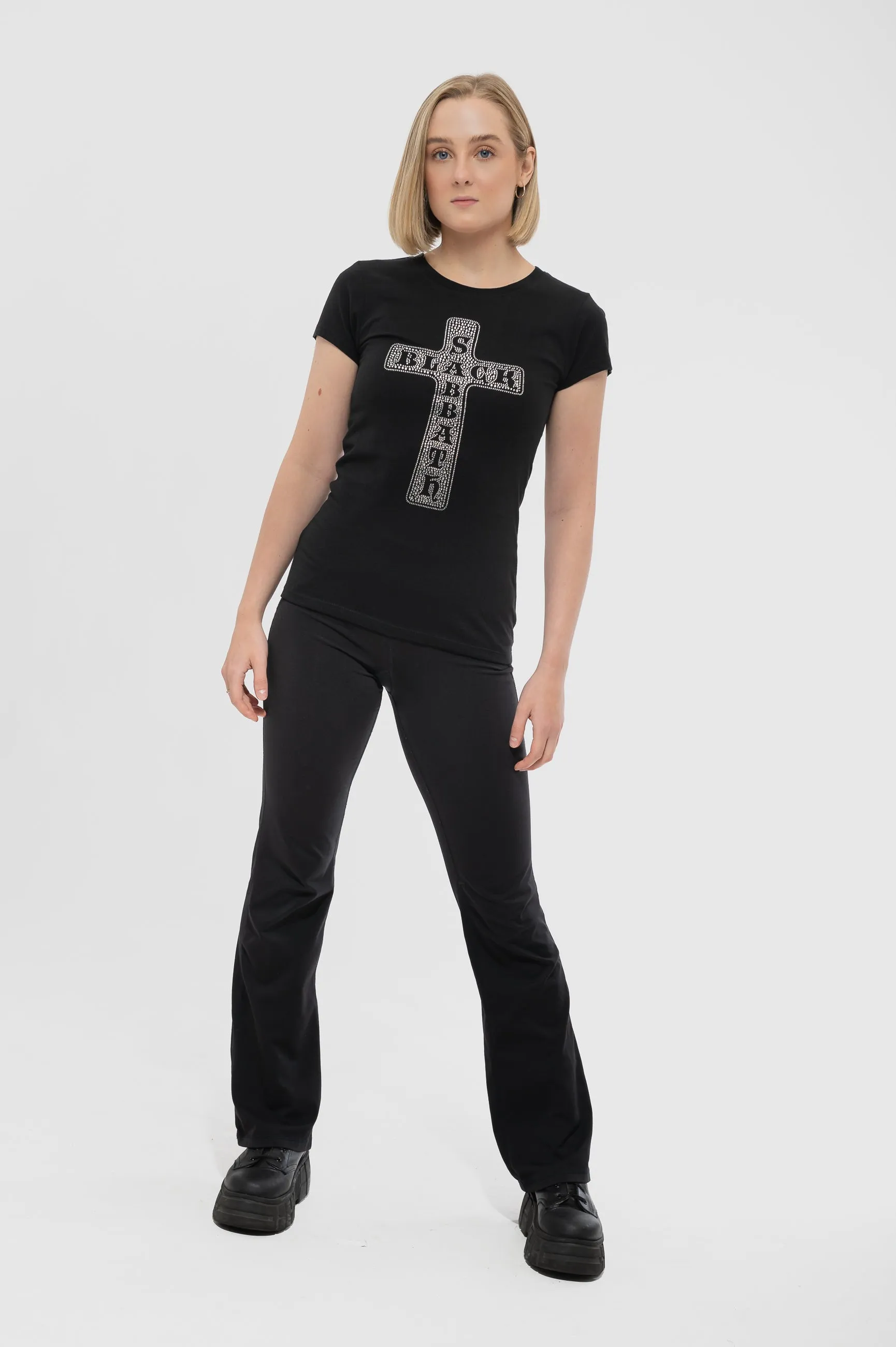 Black Sabbath Diamante Cross Skinny T Shirt sold by Paradiso Clothing product image thumbnail 2