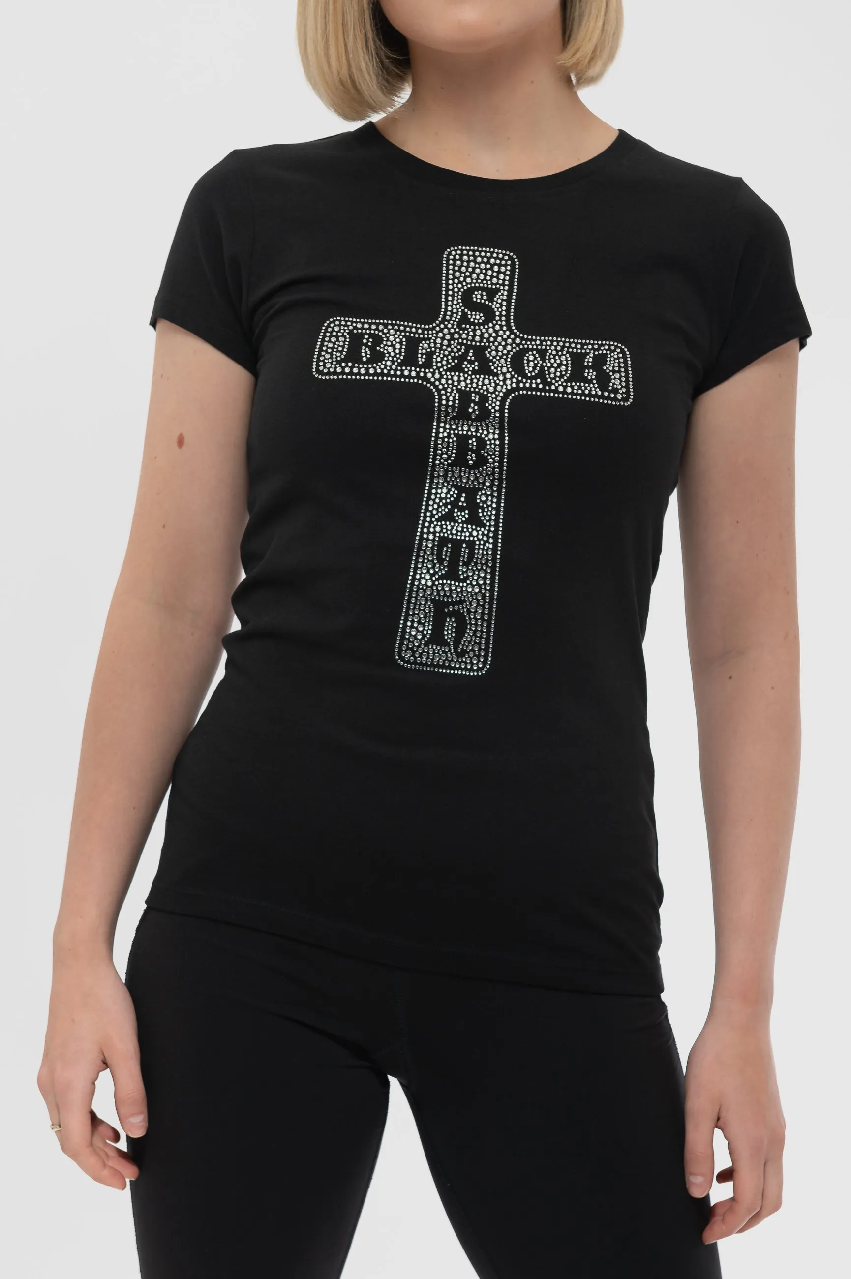 Black Sabbath Diamante Cross Skinny T Shirt sold by Paradiso Clothing product image thumbnail 3