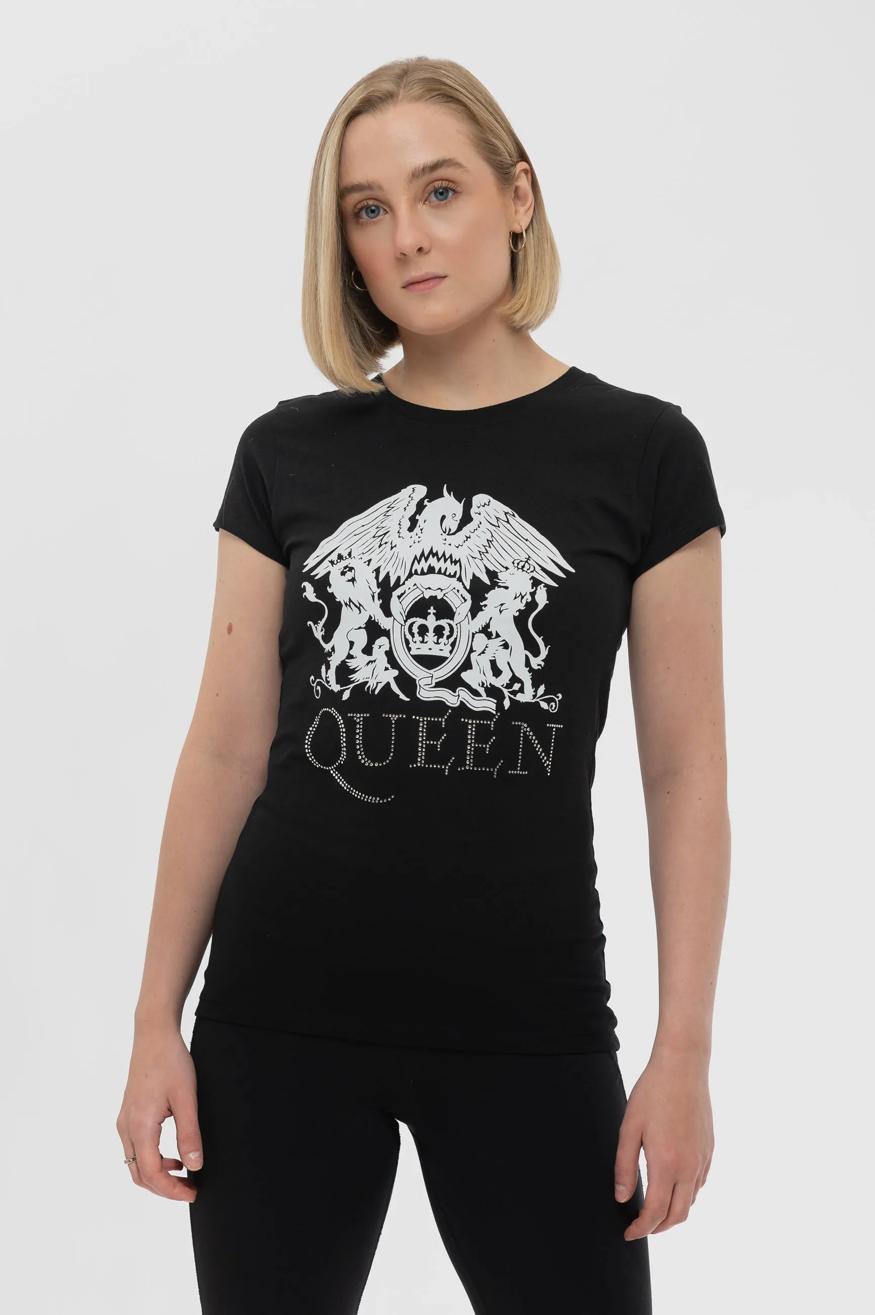 Queen Diamante Crest Skinny T Shirt sold by Paradiso Clothing