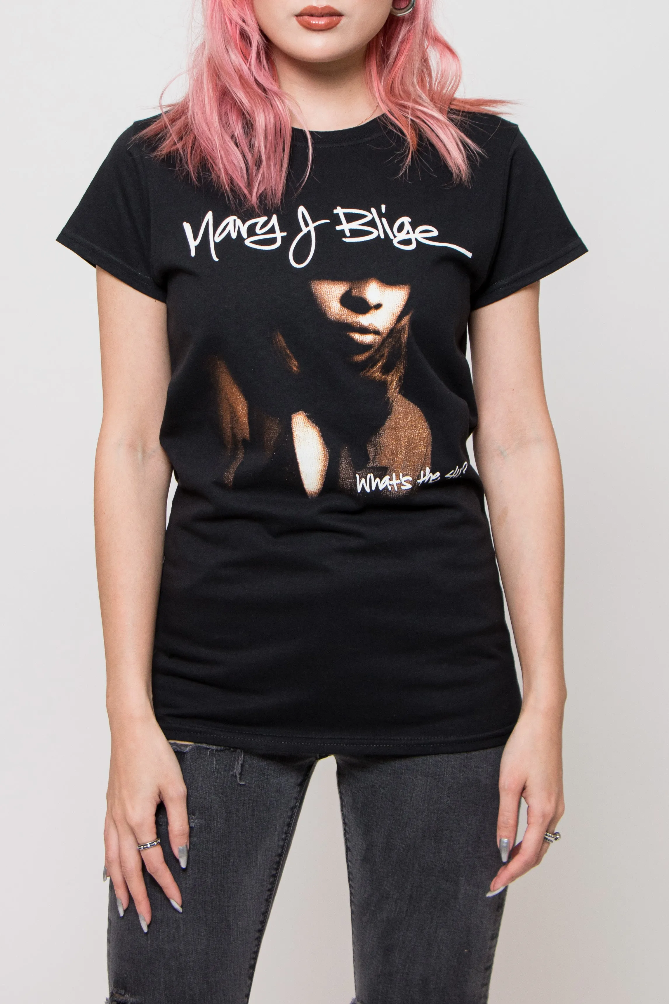 Mary J Blige What the Cover Skinny T Shirt sold by Paradiso Clothing product image thumbnail 2