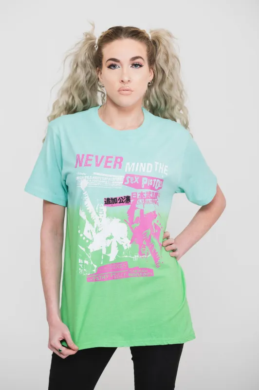 The Sex Pistols NMTB Japan Flyer Dip Dye T Shirt sold by Paradiso Clothing
