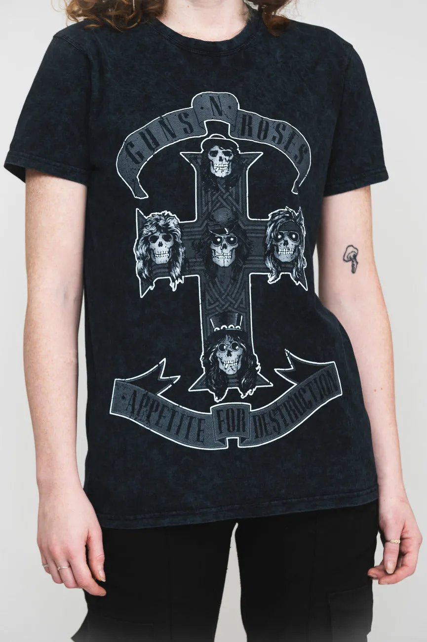 Guns N Roses Monochrome Cross Dip Dye T Shirt sold by Paradiso Clothing product image thumbnail 3