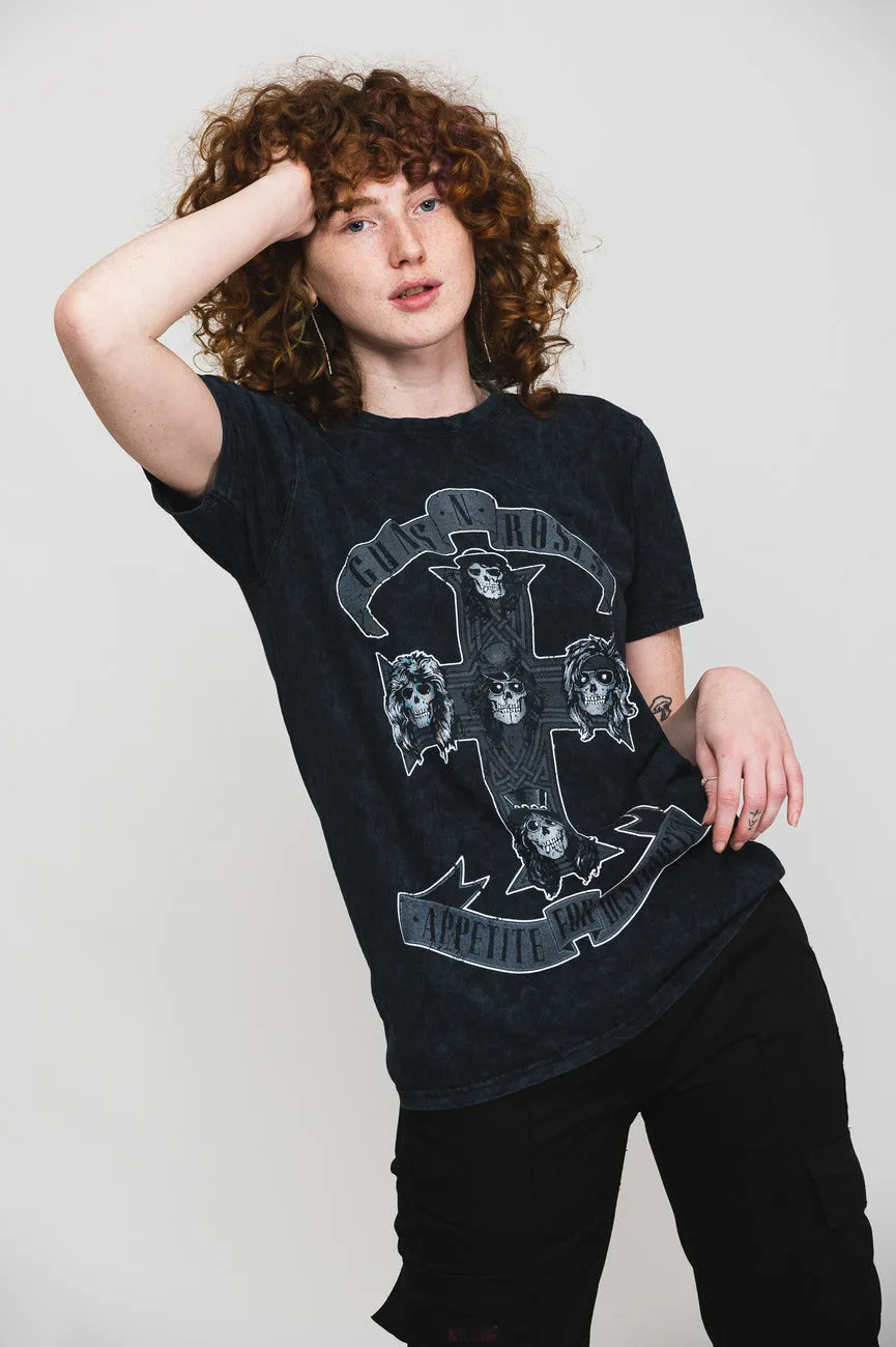 Guns N Roses Monochrome Cross Dip Dye T Shirt sold by Paradiso Clothing product image thumbnail 5
